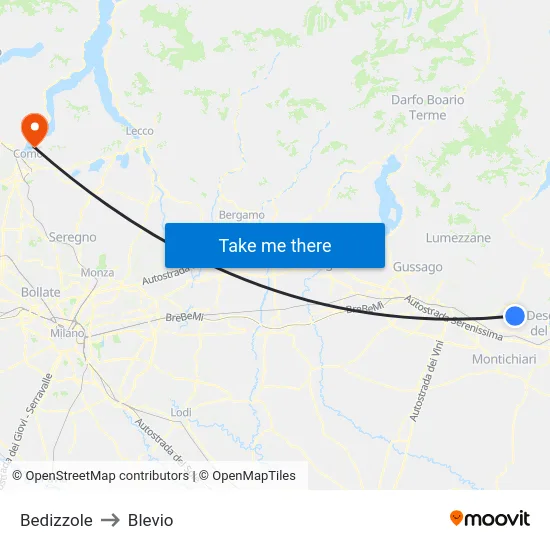 Bedizzole to Blevio map
