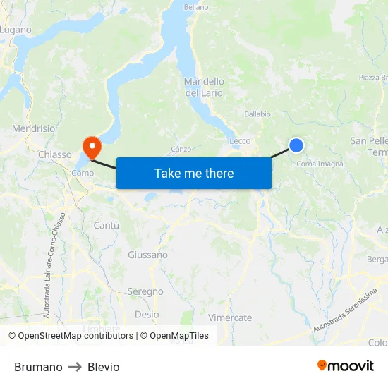 Brumano to Blevio map