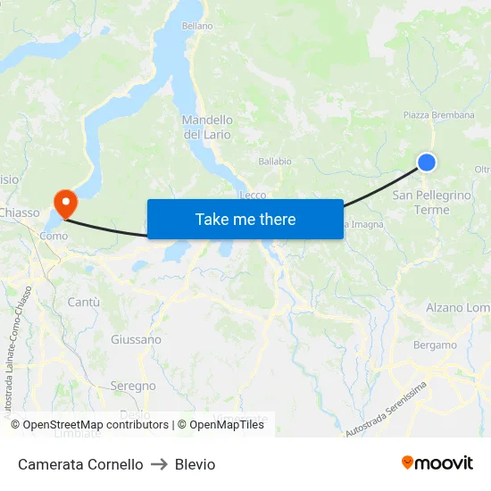 Camerata Cornello to Blevio map