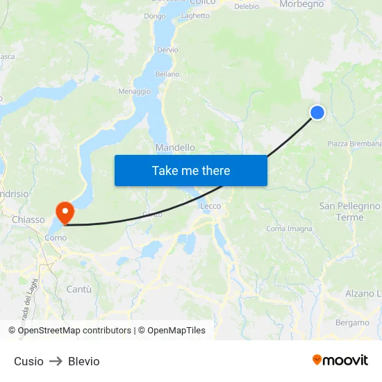 Cusio to Blevio map