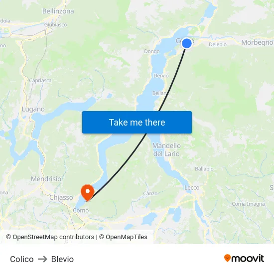Colico to Blevio map