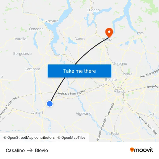 Casalino to Blevio map