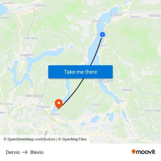 Dervio to Blevio map