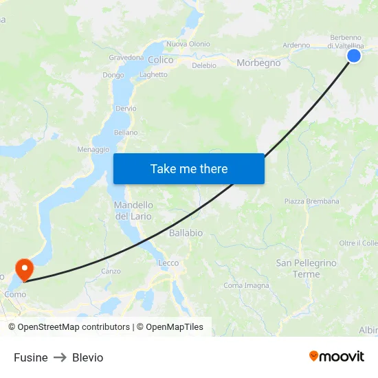 Fusine to Blevio map