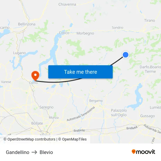 Gandellino to Blevio map