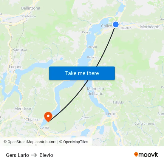 Gera Lario to Blevio map