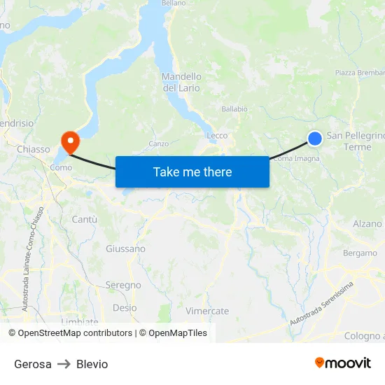 Gerosa to Blevio map