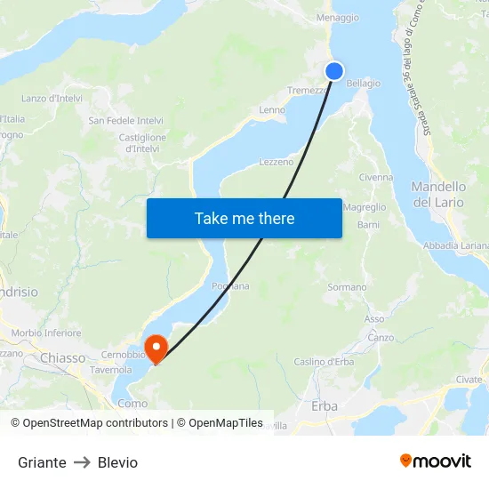 Griante to Blevio map