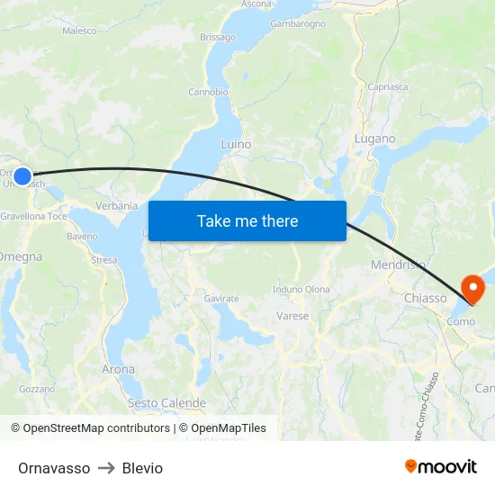 Ornavasso to Blevio map