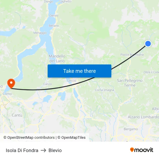 Isola Di Fondra to Blevio map