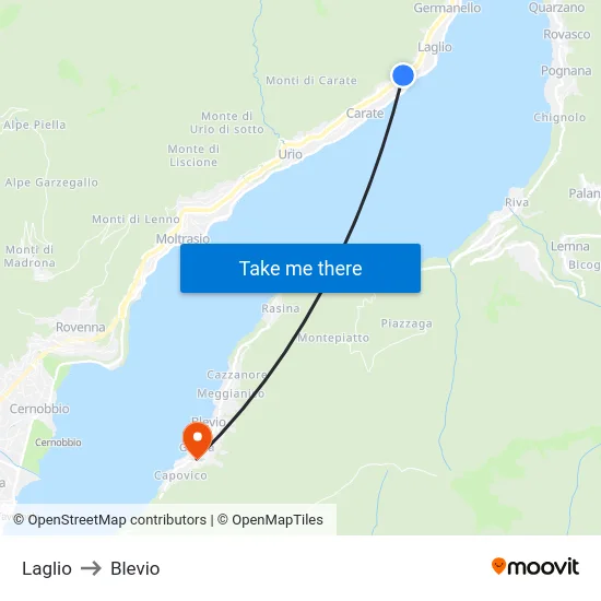 Laglio to Blevio map