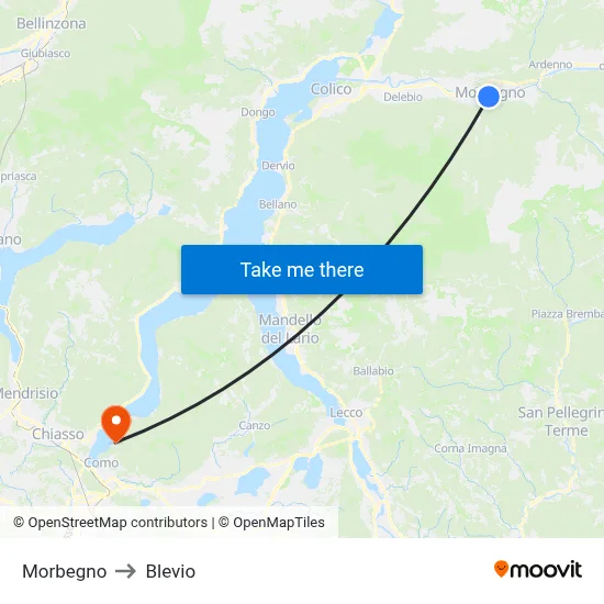 Morbegno to Blevio map
