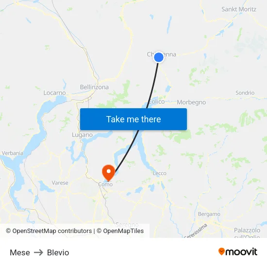 Mese to Blevio map