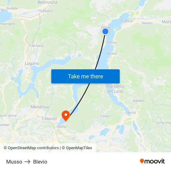 Musso to Blevio map