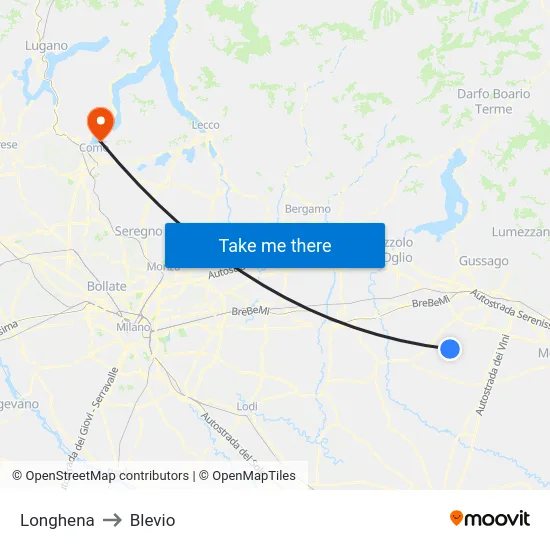 Longhena to Blevio map