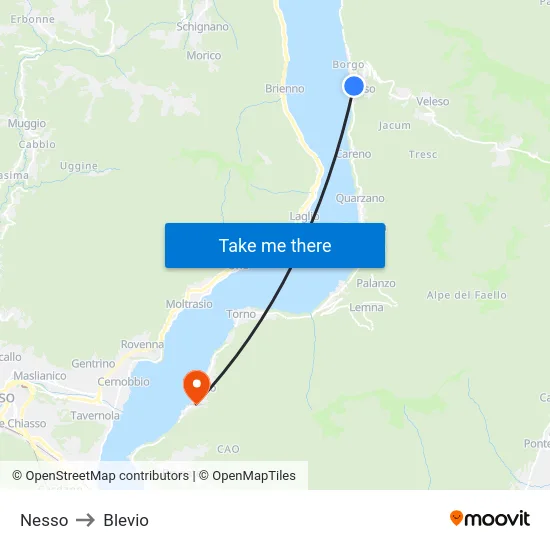 Nesso to Blevio map