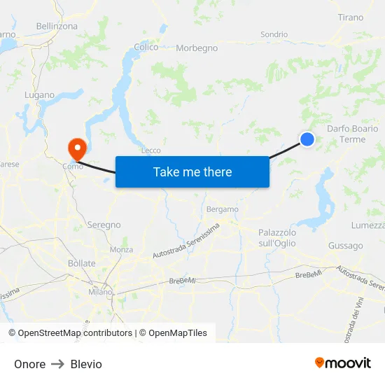 Onore to Blevio map