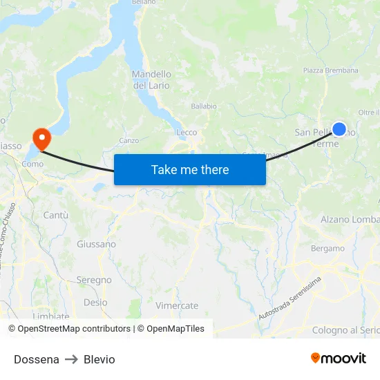 Dossena to Blevio map