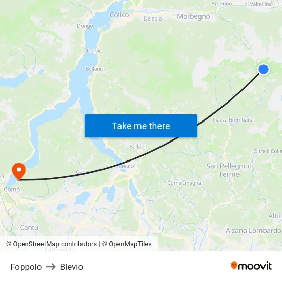 Foppolo to Blevio map