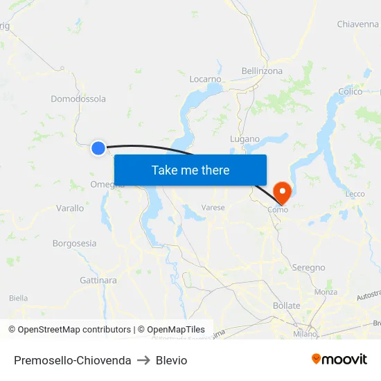 Premosello-Chiovenda to Blevio map