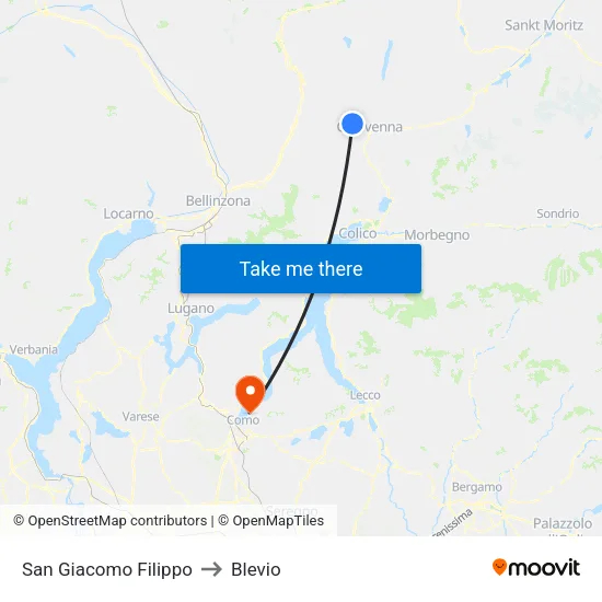 San Giacomo Filippo to Blevio map