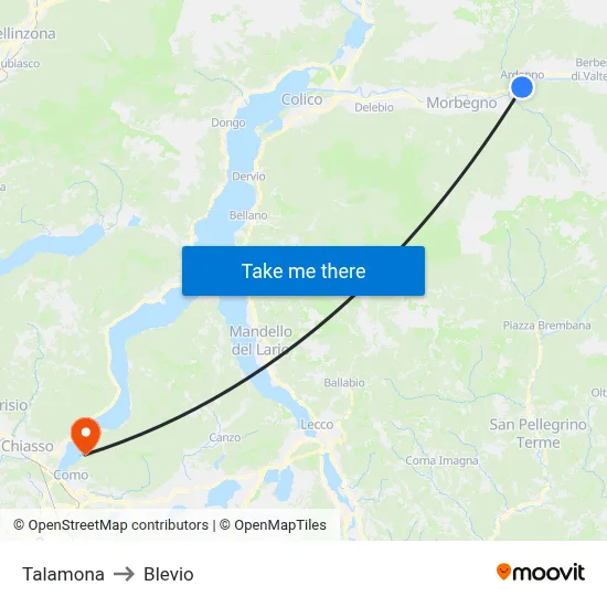 Talamona to Blevio map