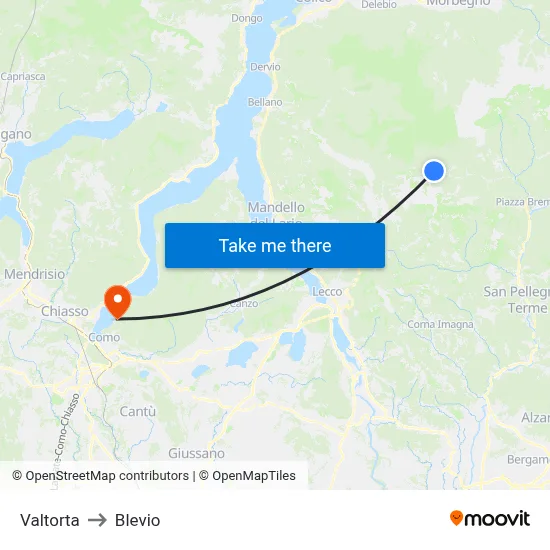 Valtorta to Blevio map