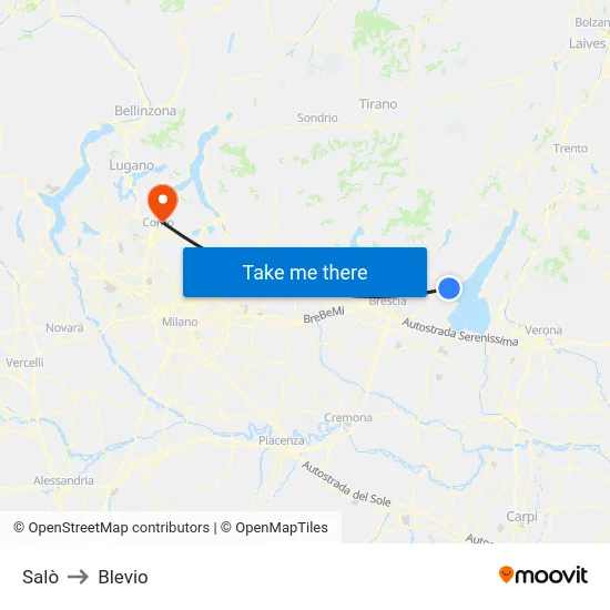 Salò to Blevio map
