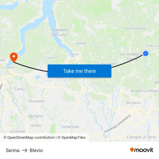 Serina to Blevio map