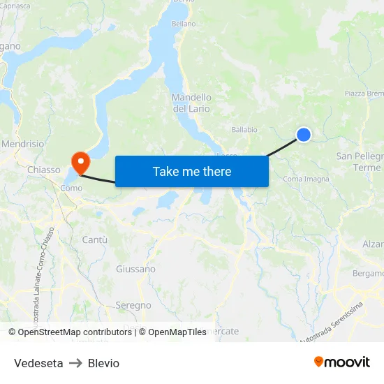Vedeseta to Blevio map