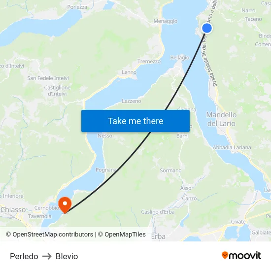 Perledo to Blevio map