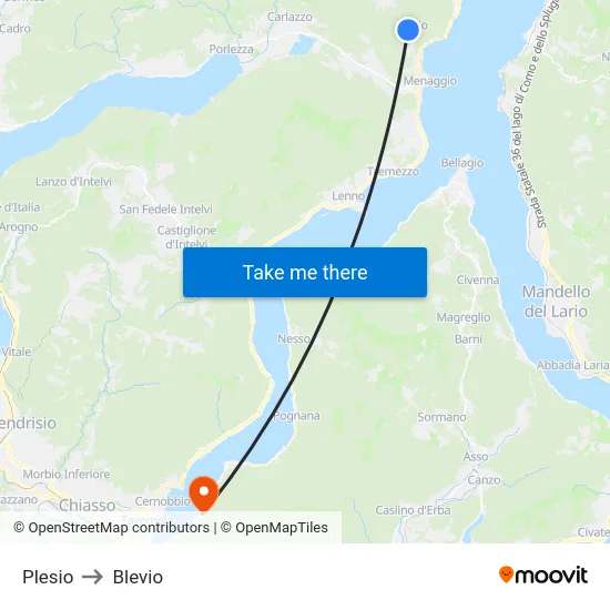 Plesio to Blevio map