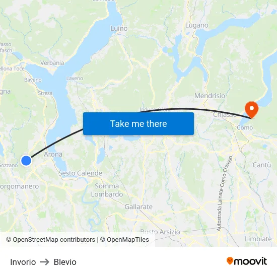 Invorio to Blevio map