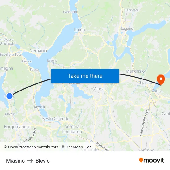 Miasino to Blevio map