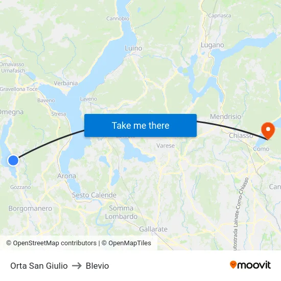Orta San Giulio to Blevio map