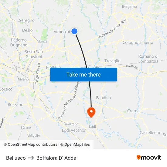 Bellusco to Boffalora D'Adda map