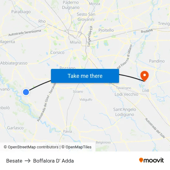 Besate to Boffalora D'Adda map