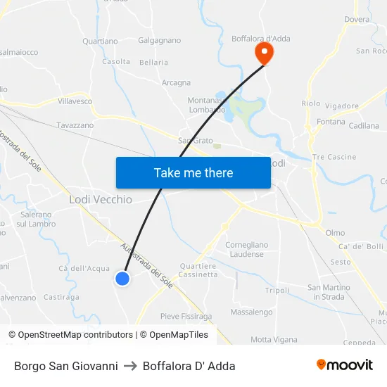 San Giovanni Borough to Boffalora D'Adda map