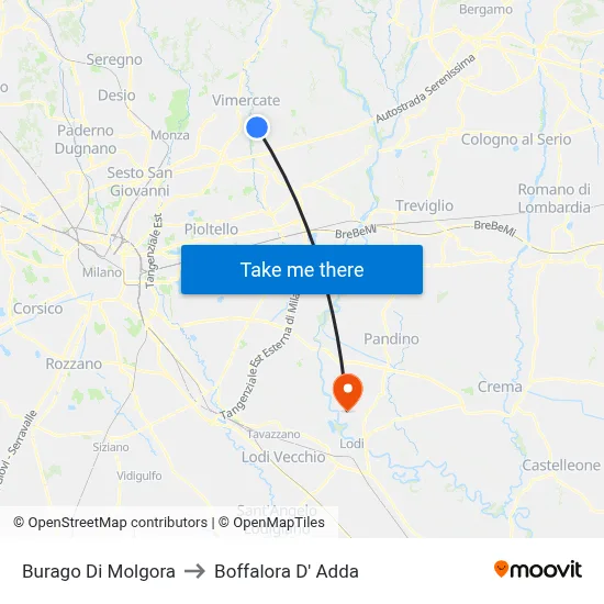 Burago di Molgora to Boffalora D'Adda map