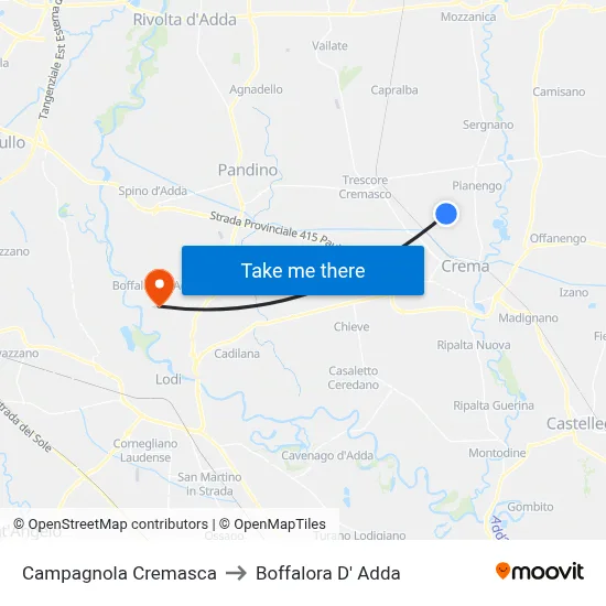 Campagnola Cremasca to Boffalora D'Adda map