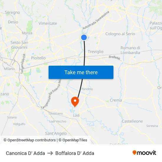 Canonica d'Adda to Boffalora D'Adda map