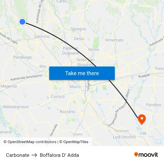 Carbonate to Boffalora D'Adda map
