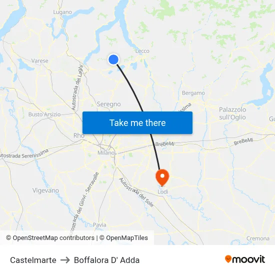 Castelmarte to Boffalora D'Adda map