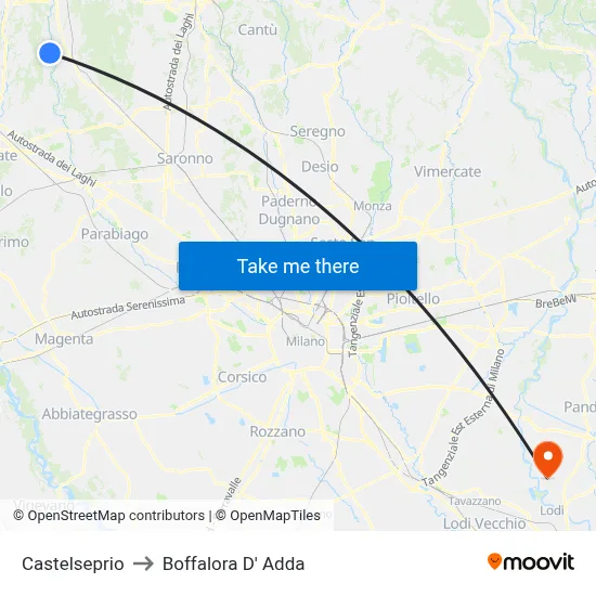 Castelseprio to Boffalora D'Adda map