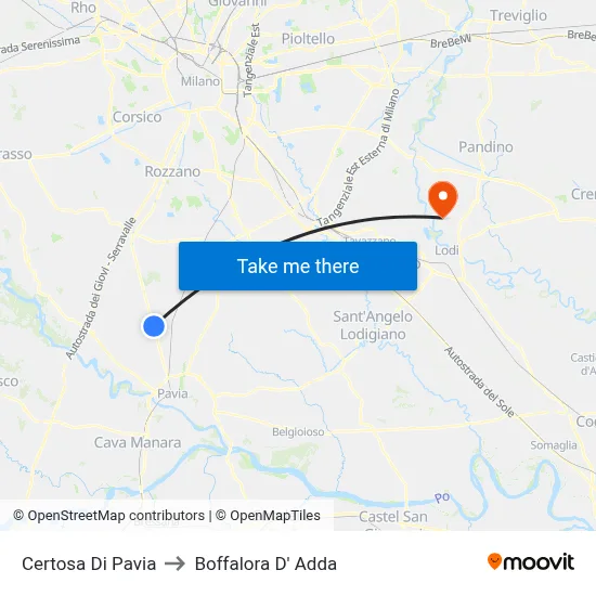 Certosa Di Pavia to Boffalora D'Adda map