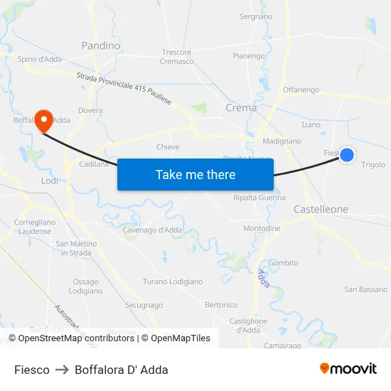Fiesco to Boffalora D'Adda map