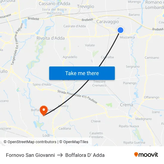 Fornovo San Giovanni to Boffalora D'Adda map