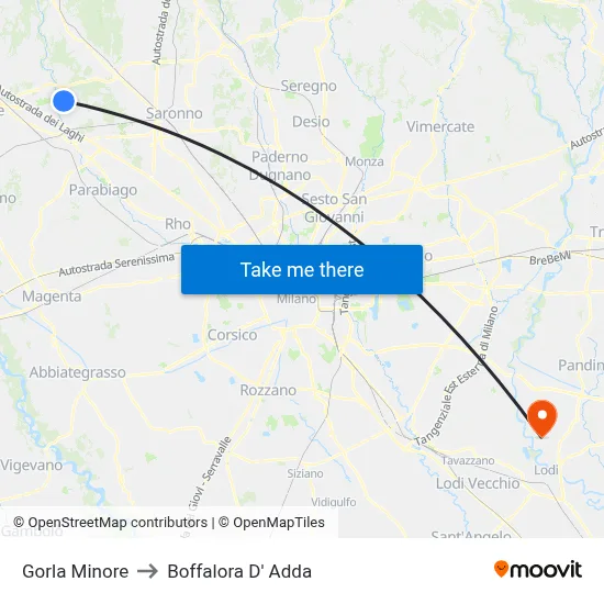 Gorla Minore to Boffalora D'Adda map
