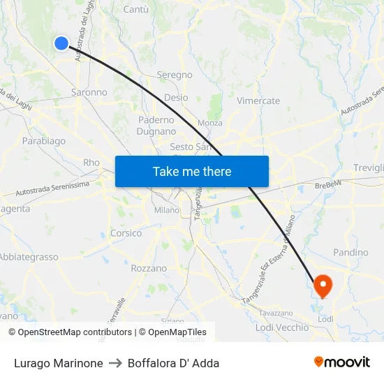 Lurago Marinone to Boffalora D'Adda map