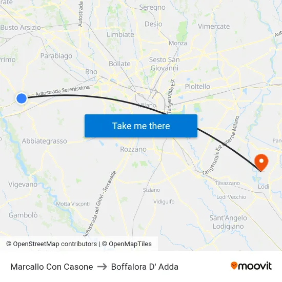 Marcallo con Casone to Boffalora D'Adda map